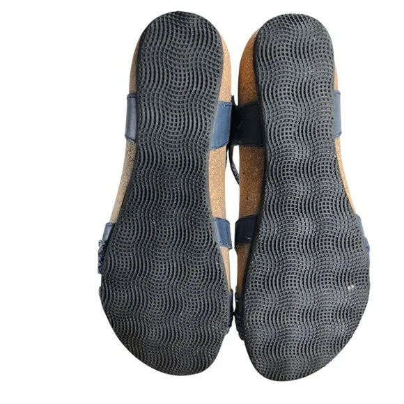 Taos Universal Blue Leather Comfort Wedge Sandals Size 38 US 7-7.5 Adjustable - Picture 6 of 13